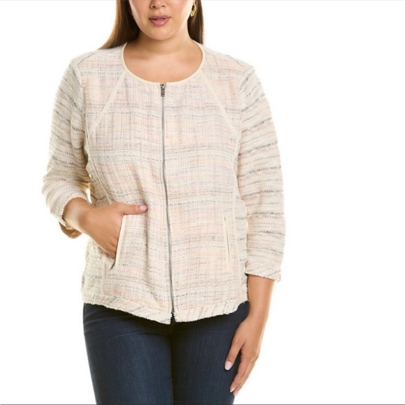 Nic+Zoe Jacket Dandelion Tweed Fringe Zip up Jacket Sz small - Picture 2 of 15